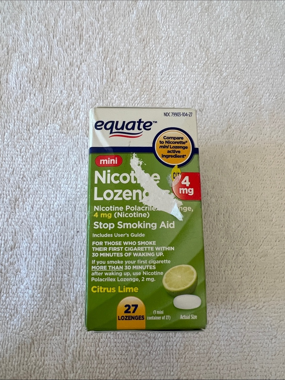 equate Citrus Lime Nicotine Lozenges 4 mg - Green